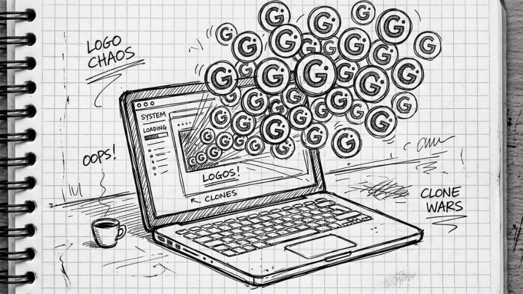 AI design tools generating pattern-based logo concepts on a screen - ciptavisual.com