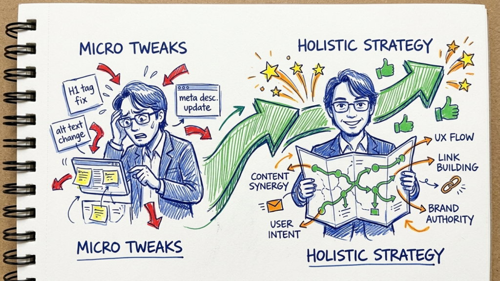a Real SEO Strategy - -Comparison between micro metadata tweaks and macro content strategy - CiptaVisual