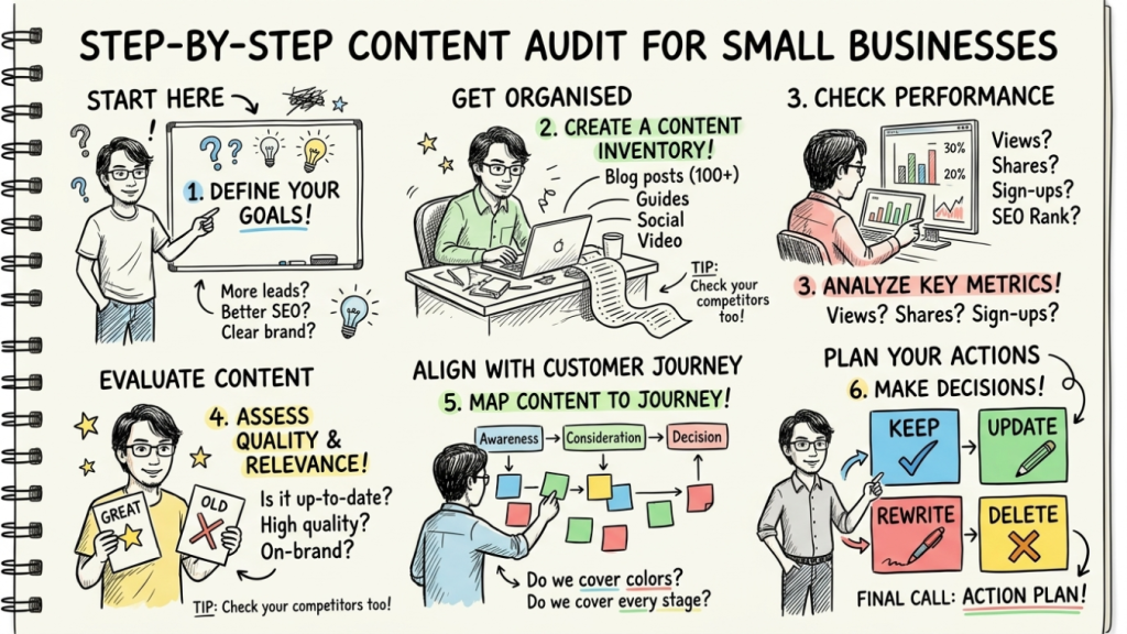 Diagram showing the audit workflow for evaluating content information gain - CiptaVisual