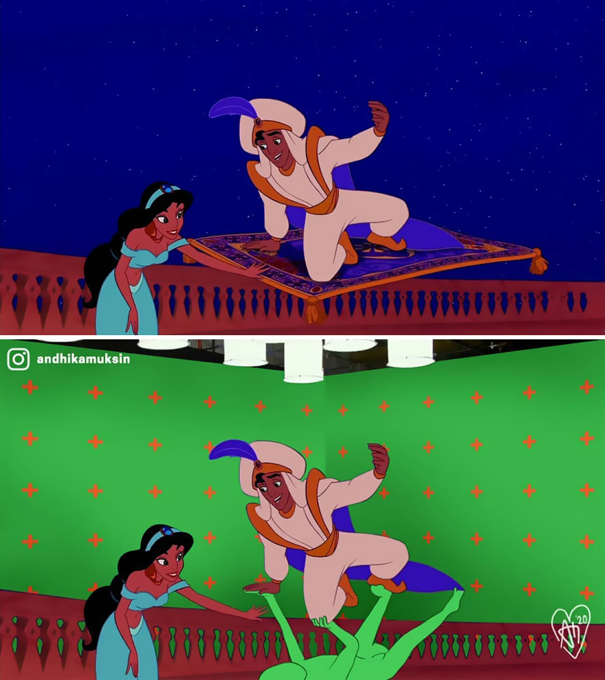 Artis Menciptakan Ilustrasi Lucu di Belakang Panggung Adegan Terkenal Disney