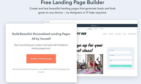 HubSpot free landing page builder
