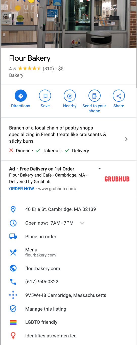 contoh profil pemasaran google maps yang dioptimalkan untuk sebuah restoran