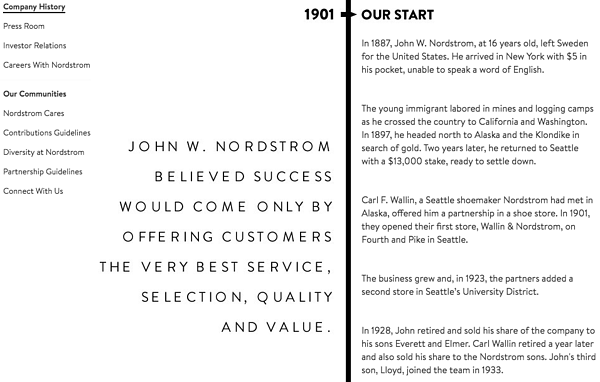 Nordstrom history, vision and mission statement