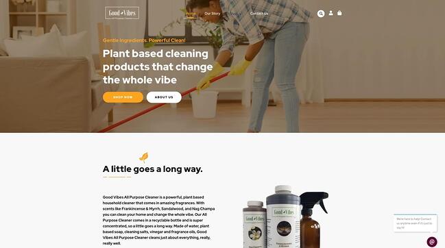 homepage for the small business website design example good vibes all purpose cleaner