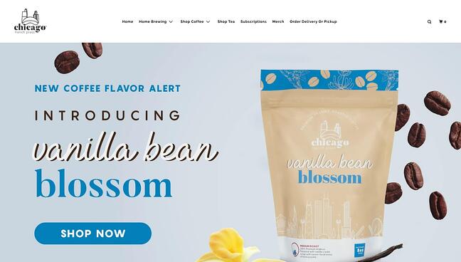 homepage for the small business website design example chicago french press