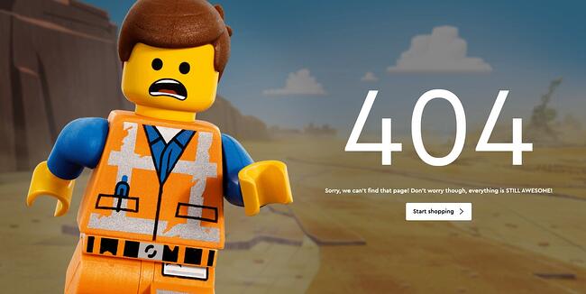 404 error page example from the website lego