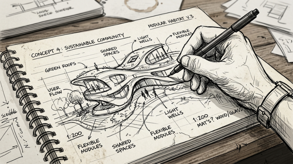  imperfect by design trend - Designer's hand sketching a design outline on paper - ciptavisual.com