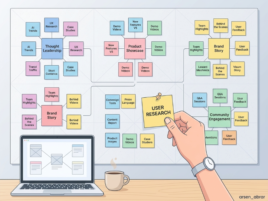 authentic content marketing for brands - content strategy planning session with sticky notes - ciptavisual.com
